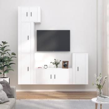 ARDEBO.de - 5-tlg. TV-Schrank-Set Weiß Holzwerkstoff