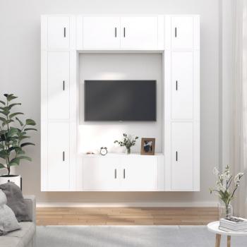 ARDEBO.de - 8-tlg. TV-Schrank-Set Weiß Holzwerkstoff