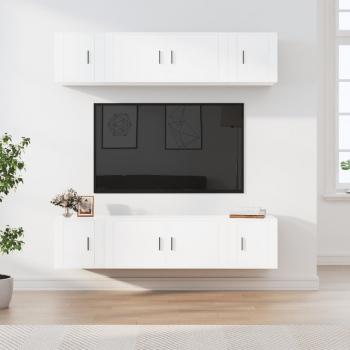 ARDEBO.de - 6-tlg. TV-Schrank-Set Weiß Holzwerkstoff