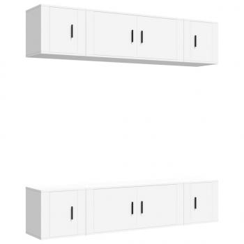6-tlg. TV-Schrank-Set Weiß Holzwerkstoff