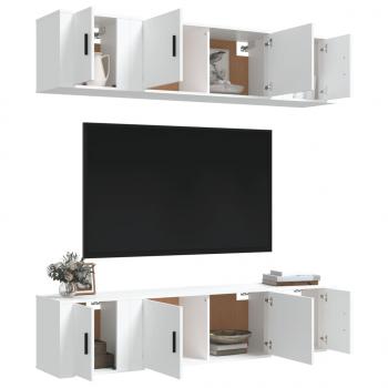 6-tlg. TV-Schrank-Set Weiß Holzwerkstoff