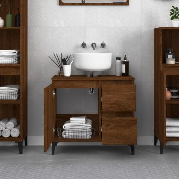 Badschrank Braun Eichen-Optik 65x33x60 cm Holzwerkstoff