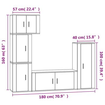 ARDEBO.de - 5-tlg. TV-Schrank-Set Weiß Holzwerkstoff