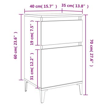 ARDEBO.de - Nachttische 2 Stk. Schwarz 40x35x70 cm