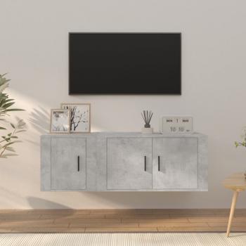 ARDEBO.de - 2-tlg. TV-Schrank-Set Betongrau Holzwerkstoff
