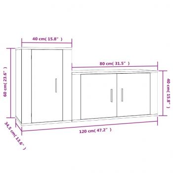 2-tlg. TV-Schrank-Set Betongrau Holzwerkstoff