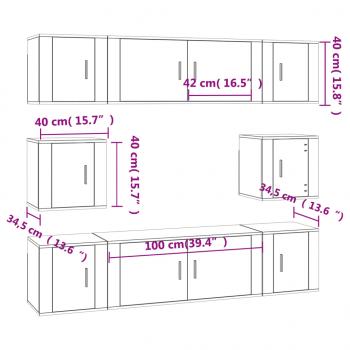 8-tlg. TV-Schrank-Set Grau Sonoma Holzwerkstoff
