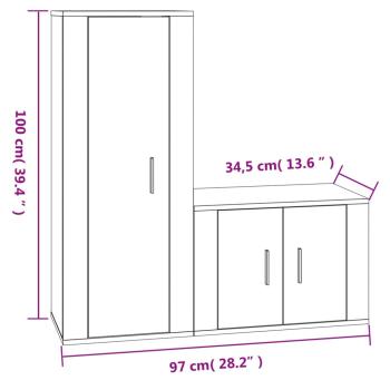 ARDEBO.de - 2-tlg. TV-Schrank-Set Betongrau Holzwerkstoff