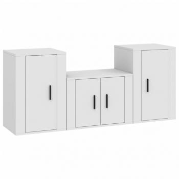3-tlg. TV-Schrank-Set Weiß Holzwerkstoff