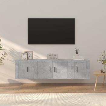 ARDEBO.de - 3-tlg. TV-Schrank-Set Betongrau Holzwerkstoff