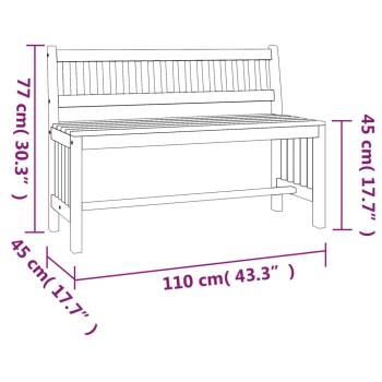 ARDEBO.de - Gartenbank 110 cm Massivholz Eukalyptus