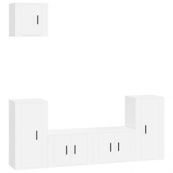 ARDEBO.de - 5-tlg. TV-Schrank-Set Weiß Holzwerkstoff