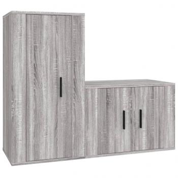 2-tlg. TV-Schrank-Set Grau Sonoma Holzwerkstoff
