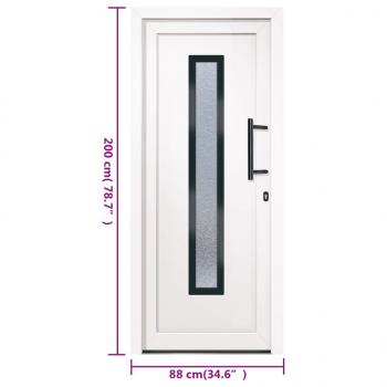 Haustür Weiß 88x200 cm PVC