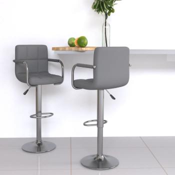ARDEBO.de - Barhocker 2 Stk. Grau Kunstleder