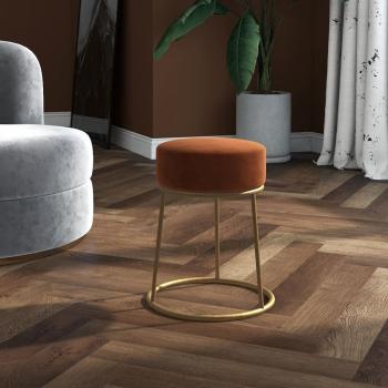 ARDEBO.de - Runder Hocker Braun Samt