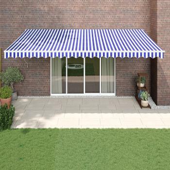 ARDEBO.de - Markise Einziehbar Blau und Weiß 5x3 m Stoff und Aluminium