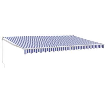 Markise Einziehbar Blau und Weiß 5x3 m Stoff und Aluminium