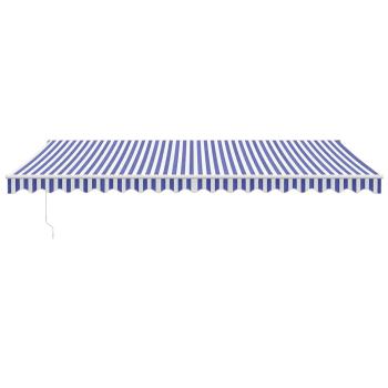 Markise Einziehbar Blau und Weiß 5x3 m Stoff und Aluminium