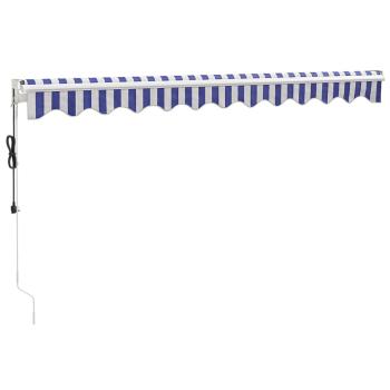 Elektrische Markise mit Kurbel Blau und Weiß 3x2,5 m