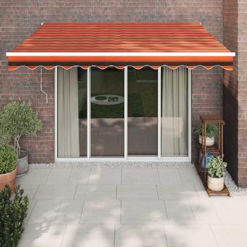 ARDEBO.de - Elektrische Markise mit Kurbel Orange und Braun 3,5x2,5 m