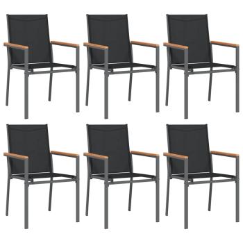 7-tlg. Garten-Essgruppe Schwarz Textilene und Stahl