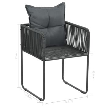 3-tlg. Garten-Essgruppe PVC Rattan Schwarz