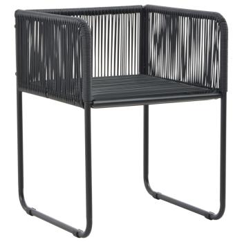 3-tlg. Garten-Essgruppe PVC Rattan Schwarz