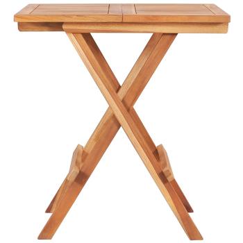 3-tlg. Bistro-Set mit Kissen Grau Karomuster Massivholz Teak