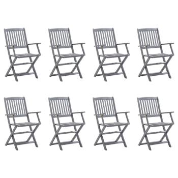 ARDEBO.de - Klappbare Gartenstühle 8 Stk. mit Kissen Massivholz Akazie