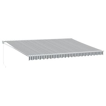 Markise Einziehbar Anthrazit und Weiß 5x3 m Stoff und Aluminium
