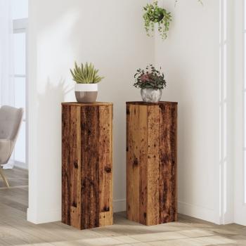ARDEBO.de - Pflanzenständer 2 Stk. Altholz-Optik 25x25x80 cm Holzwerkstoff