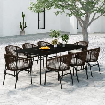 ARDEBO.de - 9-tlg. Garten-Essgruppe Braun