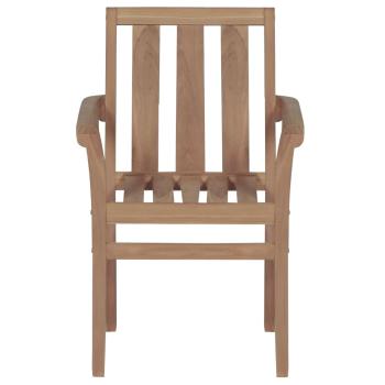 Gartenstühle 2 Stk. mit Blauen Kissen Teak Massivholz