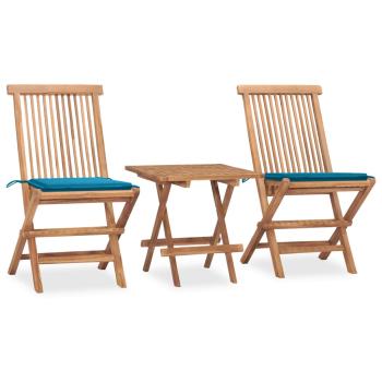 ARDEBO.de - 3-tlg. Garten-Essgruppe mit Kissen Klappbar Massivholz Teak