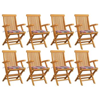 ARDEBO.de - Gartenstühle Rote Karomuster-Kissen 8 Stk. Massivholz Teak