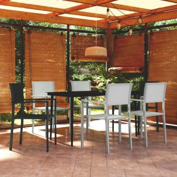 ARDEBO.de - 7-tlg. Garten-Essgruppe Schwarz und Weiß