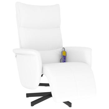 Massagesessel mit Fußteil Weiß Kunstleder