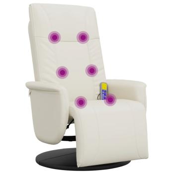 Massagesessel mit Fußteil Creme Kunstleder