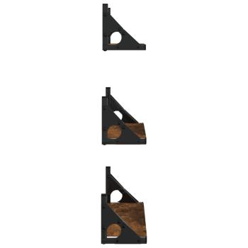 3-tlg. Wandregal-Set Räuchereiche Holzwerkstoff