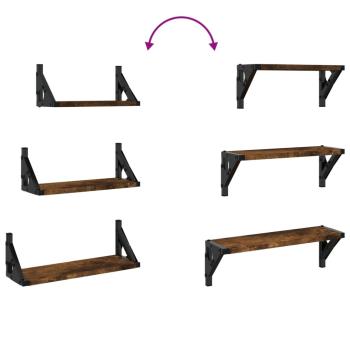 3-tlg. Wandregal-Set Räuchereiche Holzwerkstoff