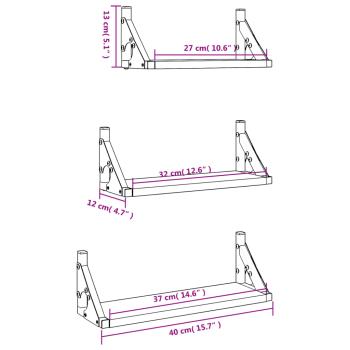 3-tlg. Wandregal-Set Räuchereiche Holzwerkstoff