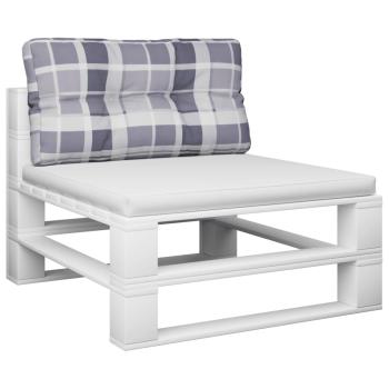 Palettenkissen Grau Karomuster 80x40x12 cm Stoff