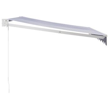 Markise Einziehbar Blau und Weiß 3x2,5 m Stoff und Aluminium