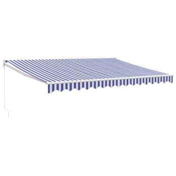 Markise Einziehbar Blau und Weiß 4x3 m Stoff und Aluminium