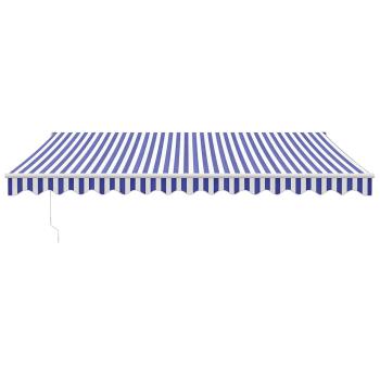 Markise Einziehbar Blau und Weiß 4x3 m Stoff und Aluminium