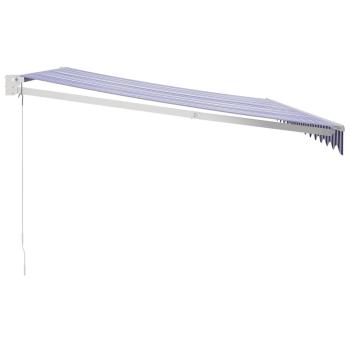 Markise Einziehbar Blau und Weiß 4x3 m Stoff und Aluminium