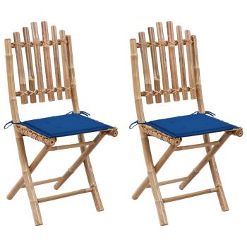 ARDEBO.de - Klappbare Gartenstühle 2 Stk. mit Kissen Bambus