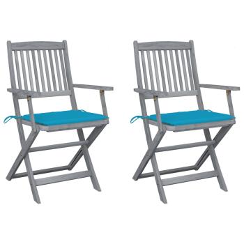 ARDEBO.de - Klappbare Gartenstühle 2 Stk. mit Sitzkissen Massivholz Akazie