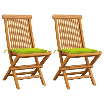ARDEBO.de - Gartenstühle mit Hellgrünen Kissen 2 Stk. Massivholz Teak